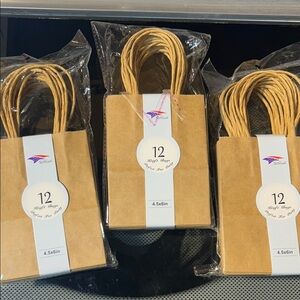 (3) 12 Packs Brown Gift Bags - 4.5X6